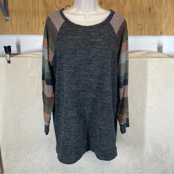 Egs Striped Multi Color Sleeve Tunic Top Shirt women’s large - Picture 7 of 8